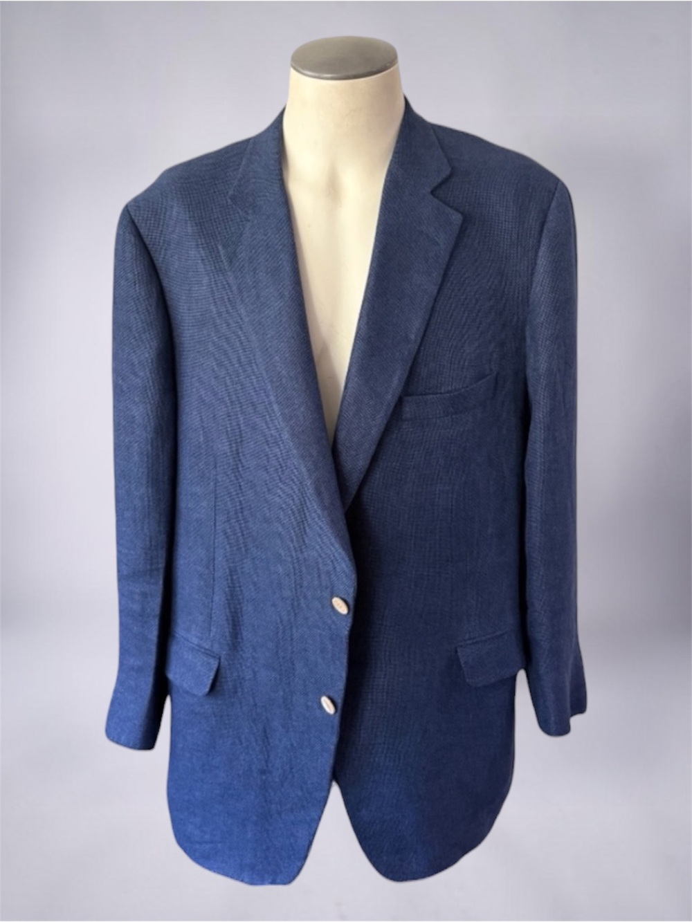 PAUL STUART Linen Blend Blue Sport Coat Size 48 Regular
